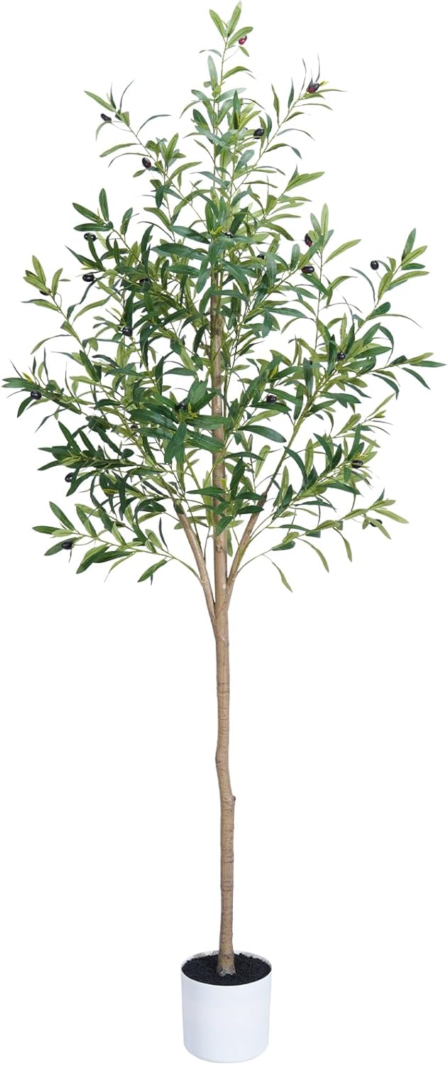 Olive Tree 6FT Fake Tree Faux Plants Indoor with Pot Artificial Tree Nearly Natural Olive Branches and Fruits for Living Room Home Office Decorations