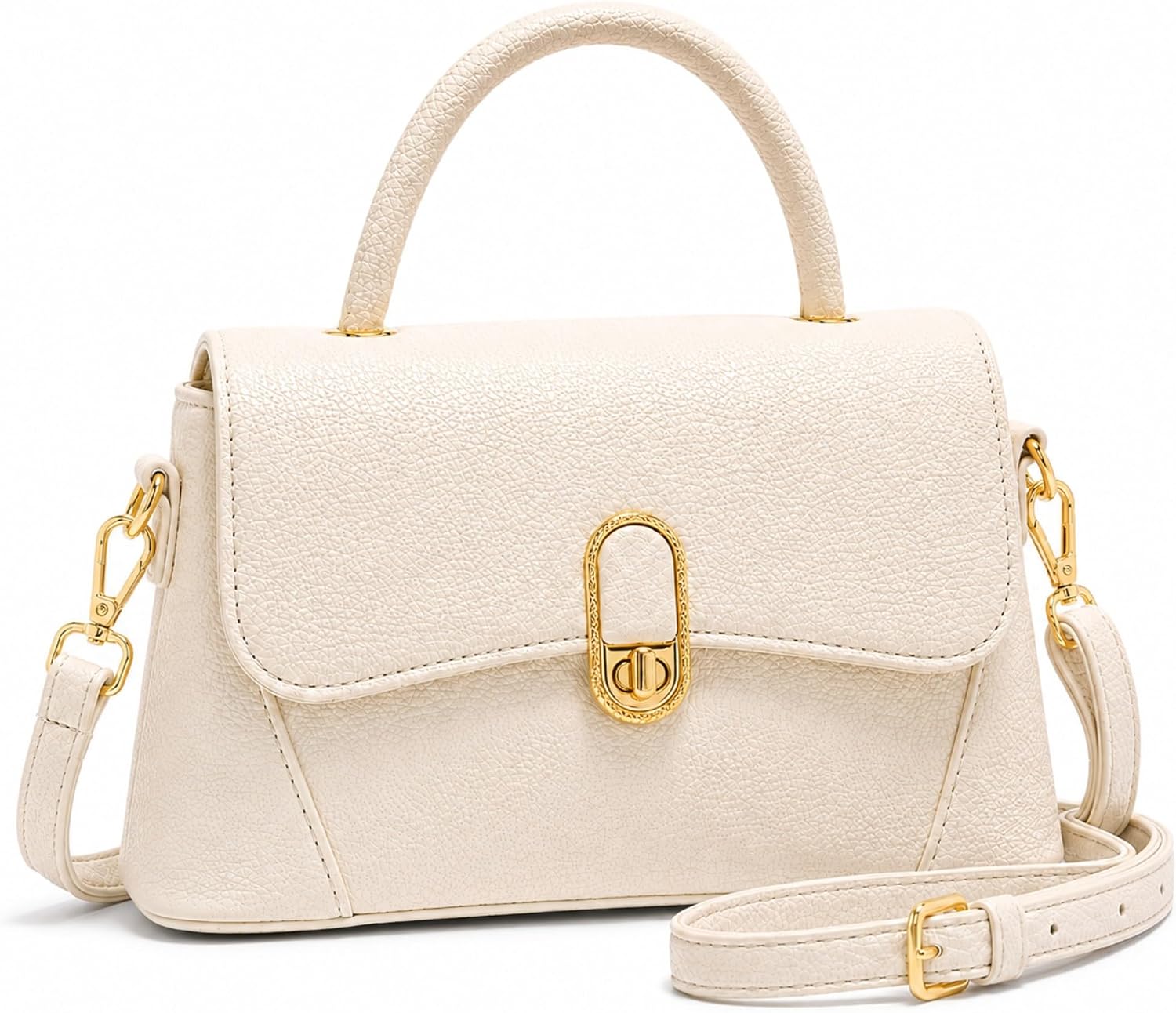 White Pebbled Leather Crossbody Bags