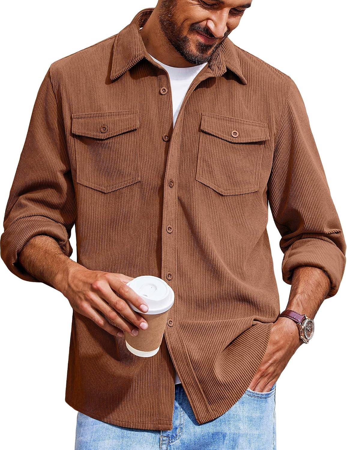 Coofandy Men's Corduroy Shackets
