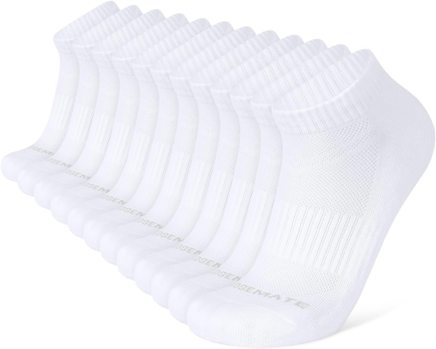 CLOSEMATE Athletic Ankle Socks for Men Women Soft Cotton Cushioned Non Slip and Breathable for Running 6 Pairs(6 White, Size L)