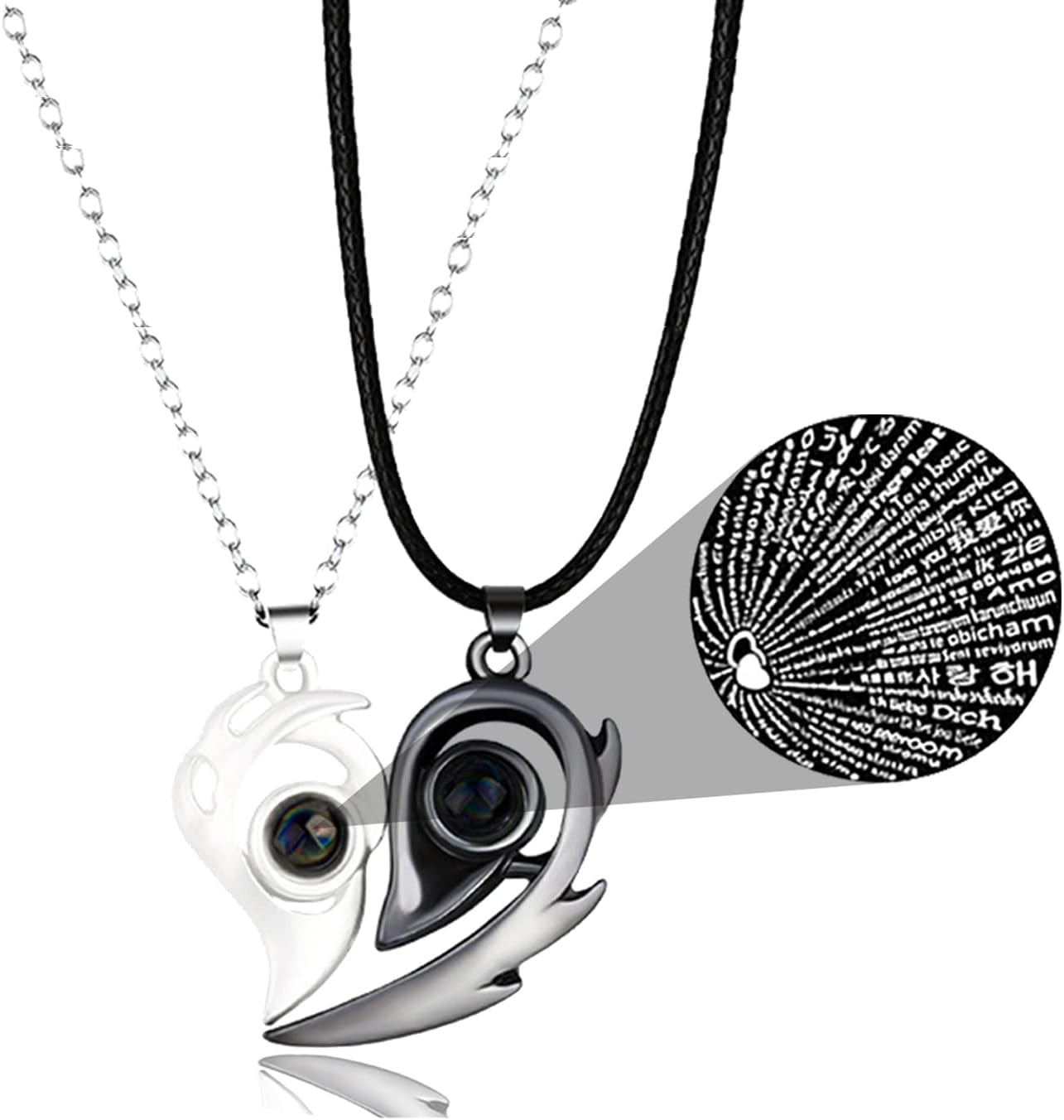 Couple Necklace for 2 Valentines Day Gifts for Her Him Matching Jewelry Set for Women Men Couple Gifts for Bf Gf Couples Heart Necklace Galentines Day Accessories Outfits