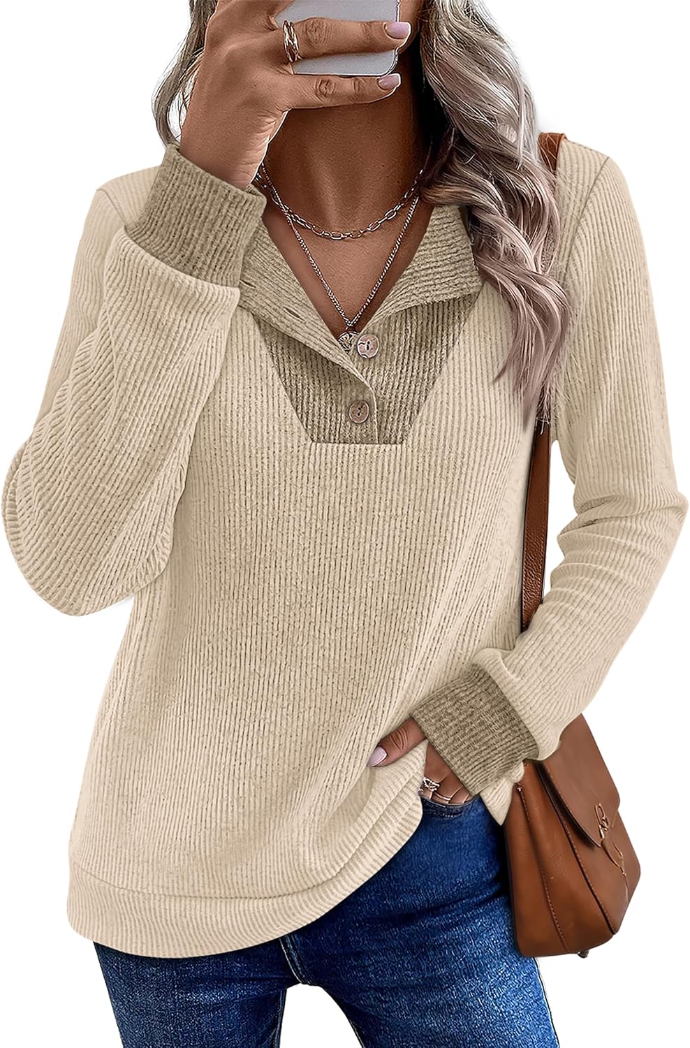 Women's Henley Teacher Sweaters