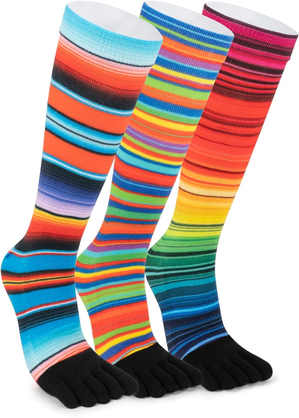 VividPrint 5-Toe Socks (3 Pairs) – Stylish Crew Socks for Women & Men, Breathable & Supportive
