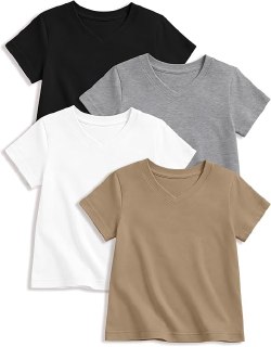 Oakgarden 4 Pack Toddler Girls V Neck T Shirts