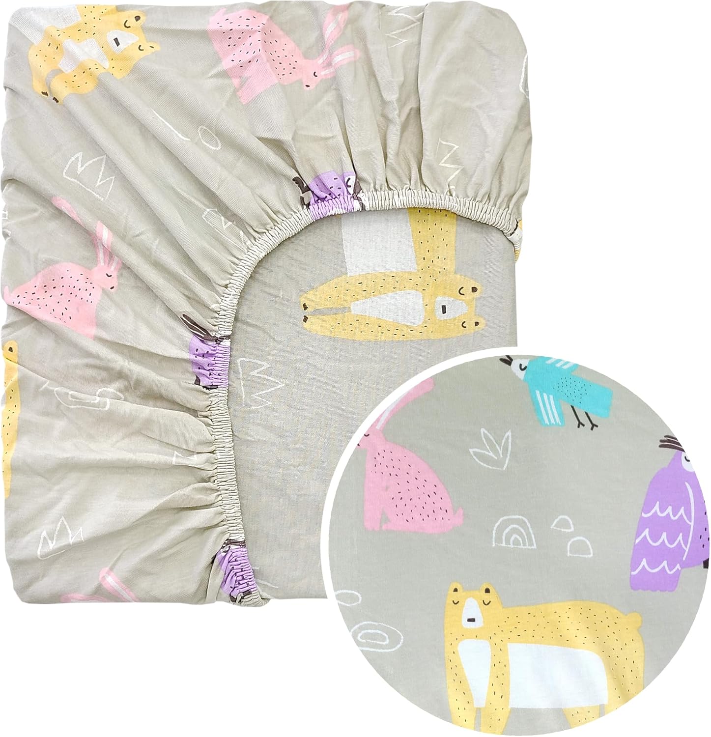 Organic Crib Sheet, GOTS Certified 100% Organic Cotton Fitted Crib Mattress Sheet, Fits Standard 28 x 52 x 9 in, 360 Elastic Deep Pocket, Animal Print, 1 Pack