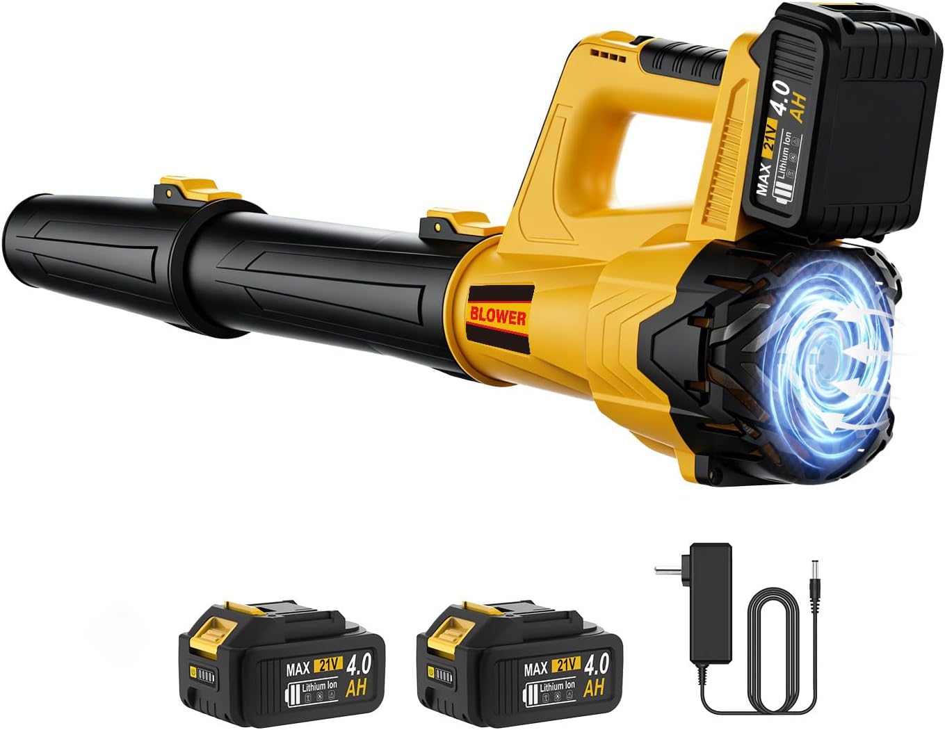 Leaf Blower Cordless - 800CFM Electric Leaf Blower with 2 * 6.0Ah Batteries and Charger, 6 Speed 21V Powerful Blowers for Garden Lawn Care Patio Blowing Leaves Dust Snow Gift for Men
