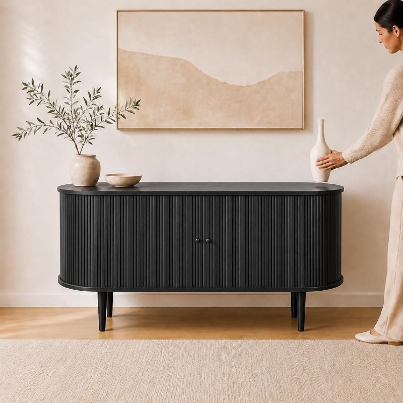 WERMO Fluted Black Sideboards