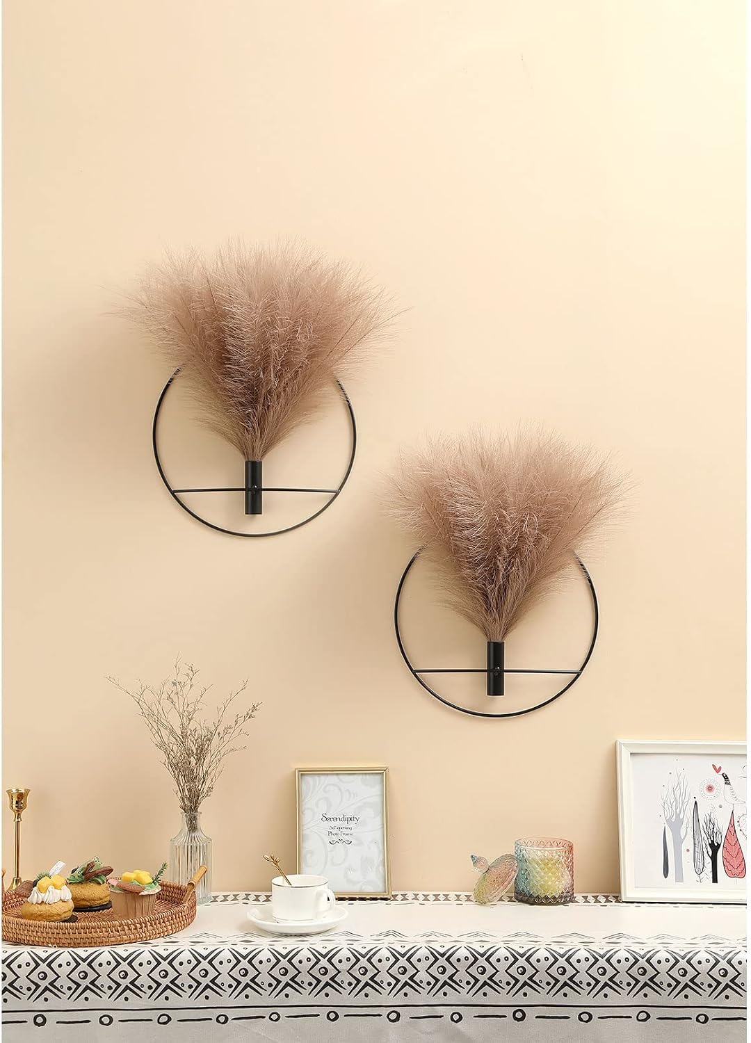 Pretty Jolly Boho Pampas Wall Decor Black Metal Wall-Mounted Art