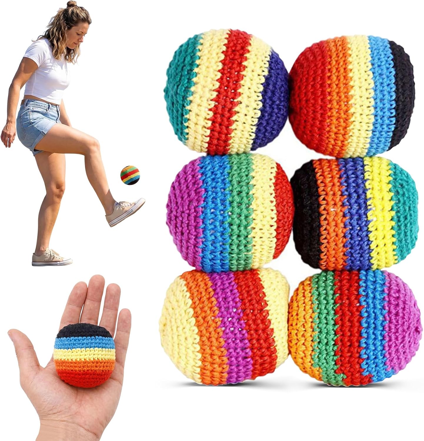 Hand-Knit Footbags Juggling Balls