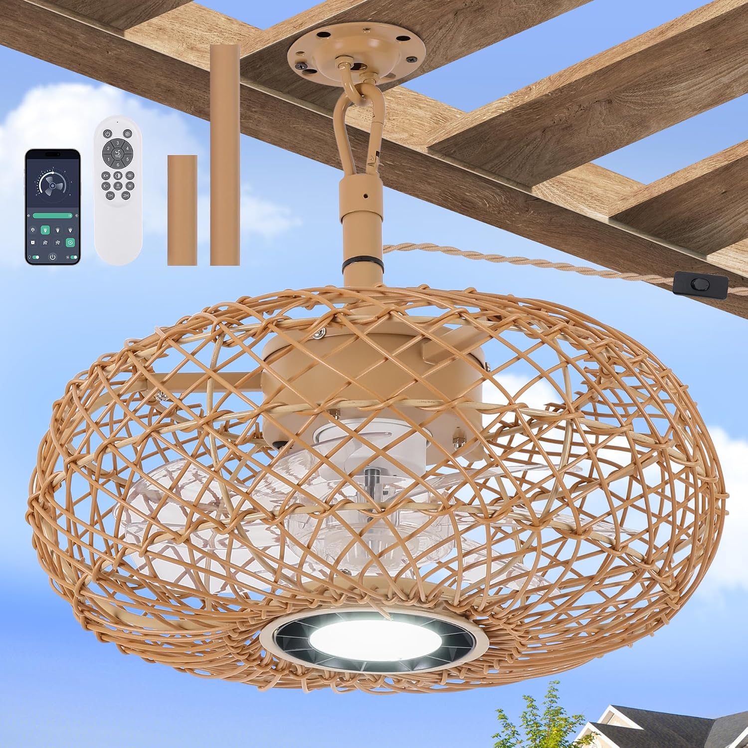 PAZALA Brown Boho Ceiling Fans