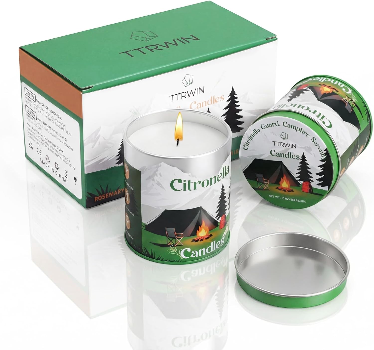 TTRWIN Citronella Candles Outdoor, Natural Soy Citronella Candles, 2 Cans