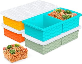 PR!CE DROP ( ) Aopigavi Silicone Freezer Tray with Lid – 2-Cup Soup Freezer Container Molds, Large Ice Cube Trays for Freezing Soup, Sauce & Broth, Meal Prep & Food Storage – Oven & Dishwasher Safe, 4-Pack 4 Color