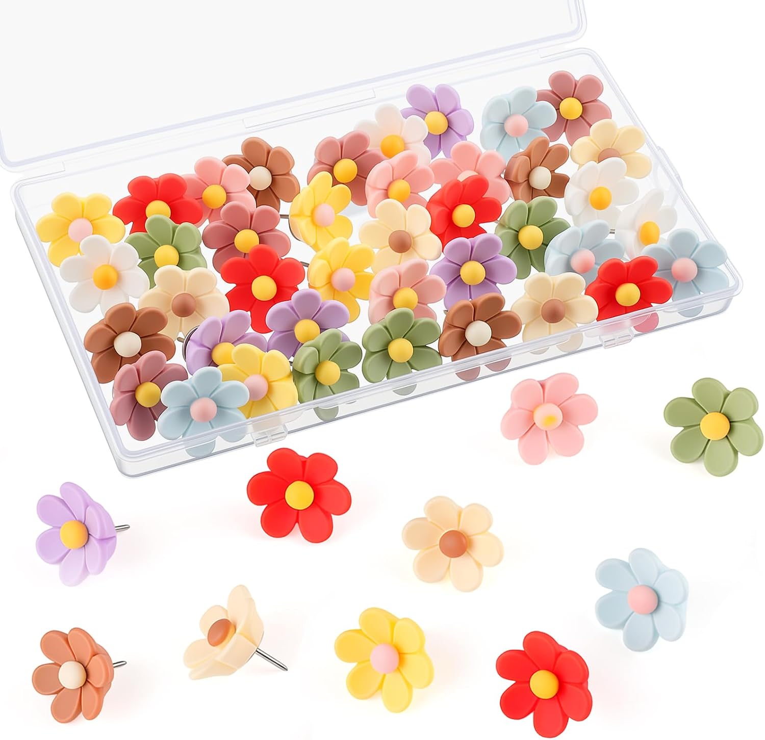 BESARME Colorful Flower Push Pins