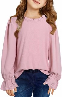 DOKOTOO KIDS Girls Long Sleeve Blouses Fall Ruffle Shirt Size 6-15 Years