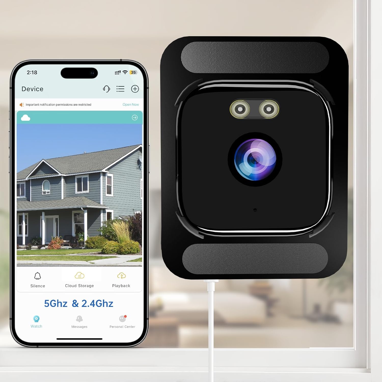 AXB Window Camera for Home Security: 2.4GHz&5GHz WiFi 4K Indoor Camera with Color Night Vision - Smart Motion Detection 24/7 Recording - Easy&Quick Install Includes 2 Multi-Angle Window Mounts