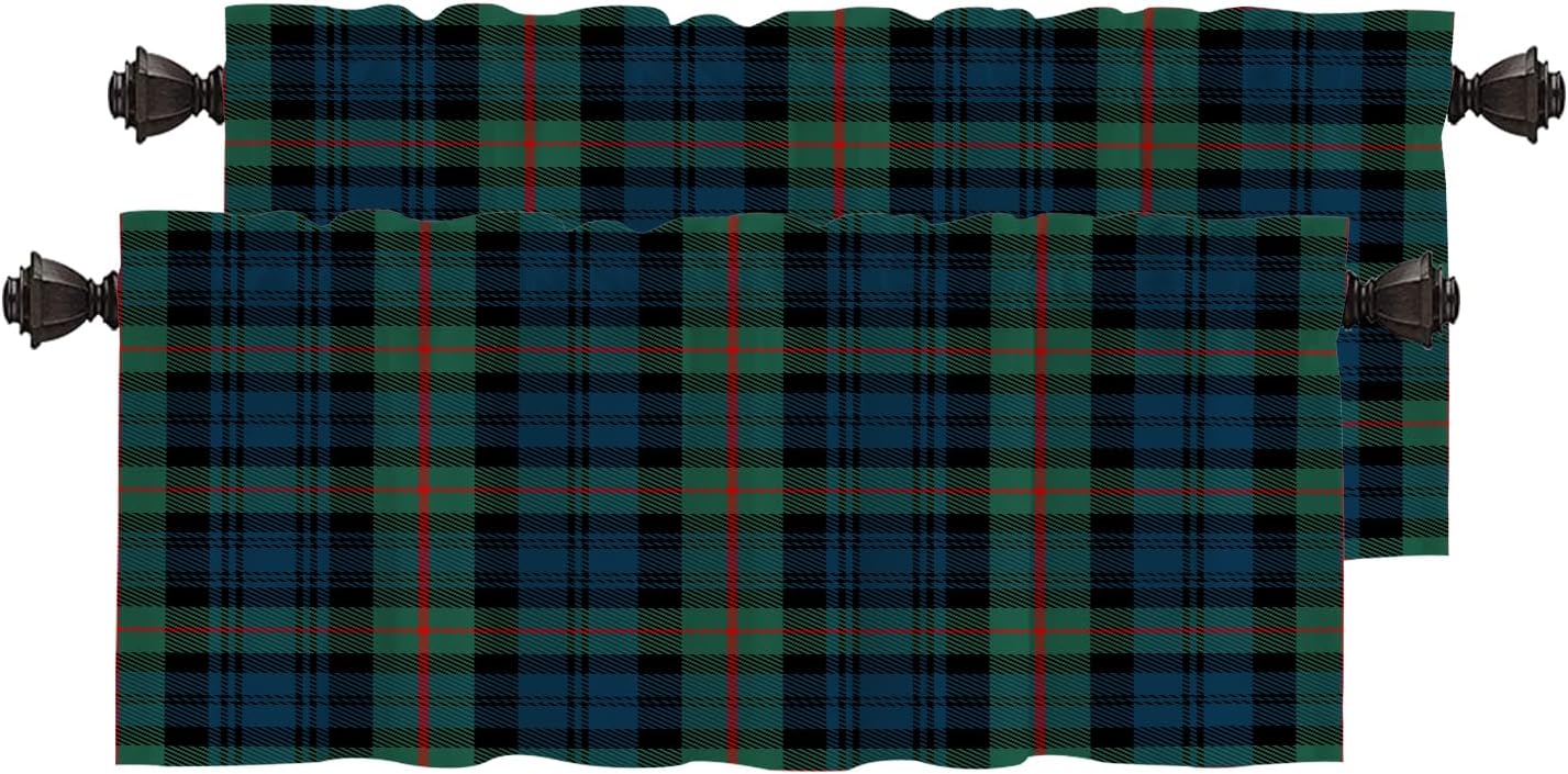 BaoNews Buffalo Plaid Kitchen Valances