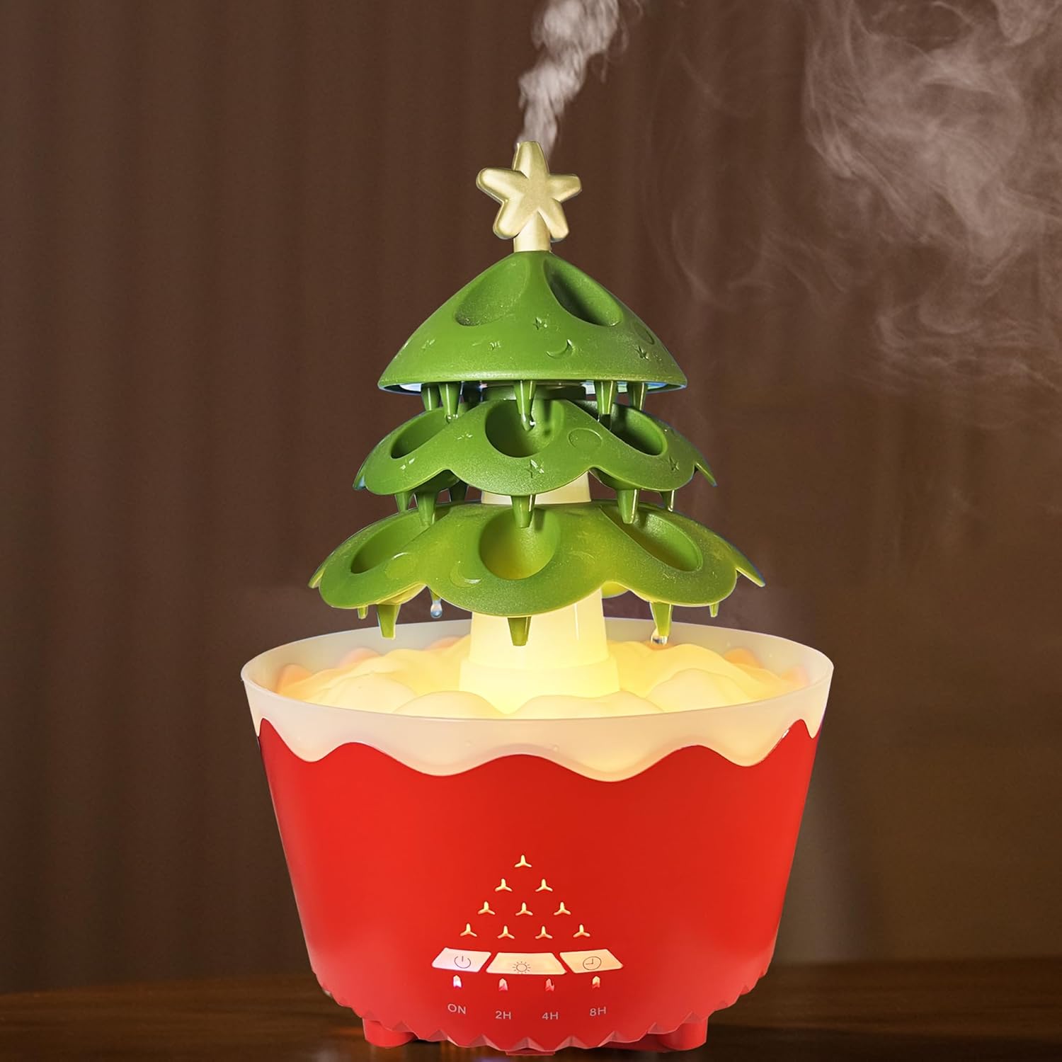 Raindrop Humidifier for Bedroom– Christmas Tree Design Cool Mist Essential Oil Diffuser with 7 Color Light, Quiet Ultrasonic Aromatherapy for Home Office