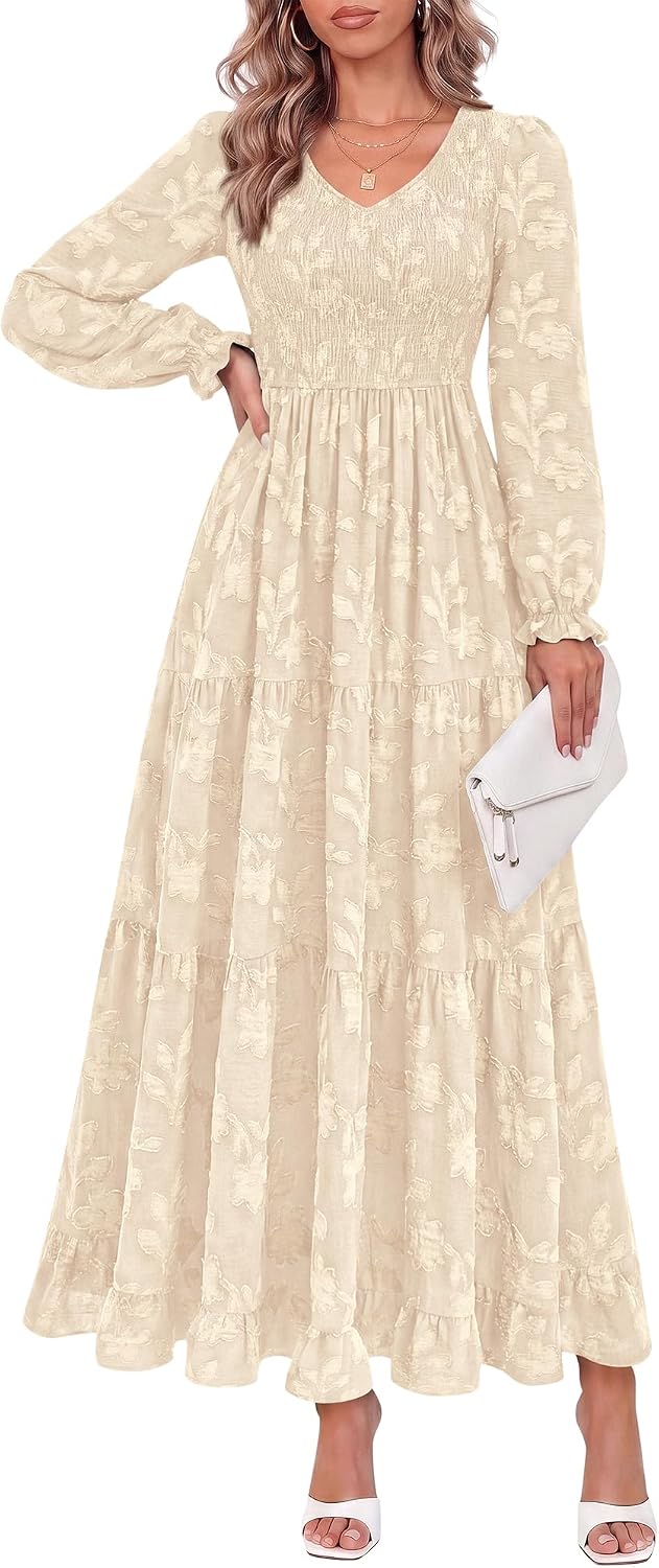 KIRUNDO Women's Long Sleeve Maxi Dresses
