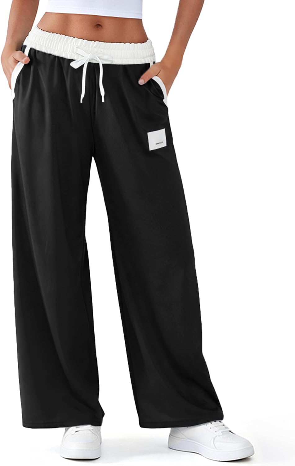 Women's Y2K Cotton Wide Leg Track Pants Baggy Striped Sweatpants Streetwear