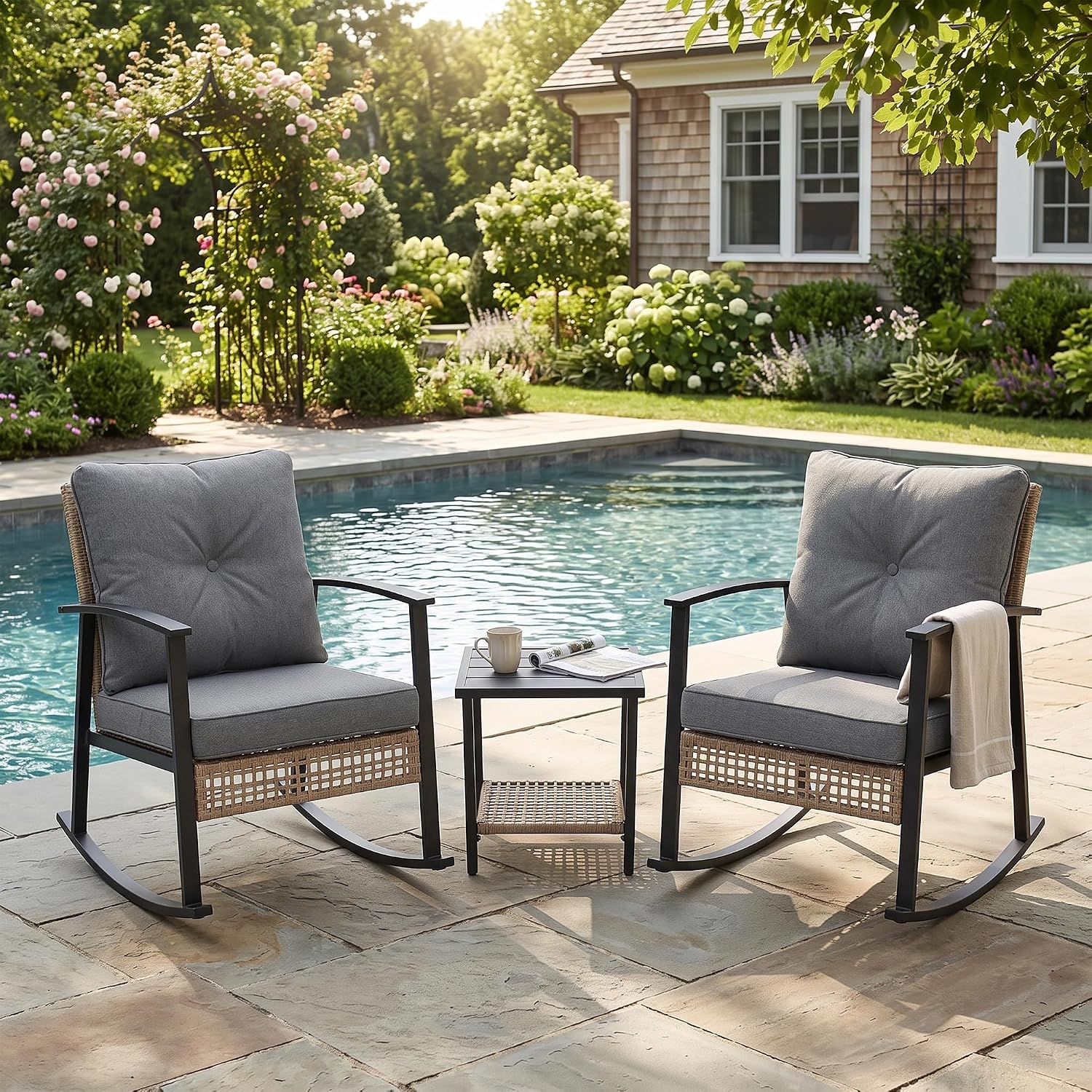 TARKARI Wicker Rocking Chair Sets