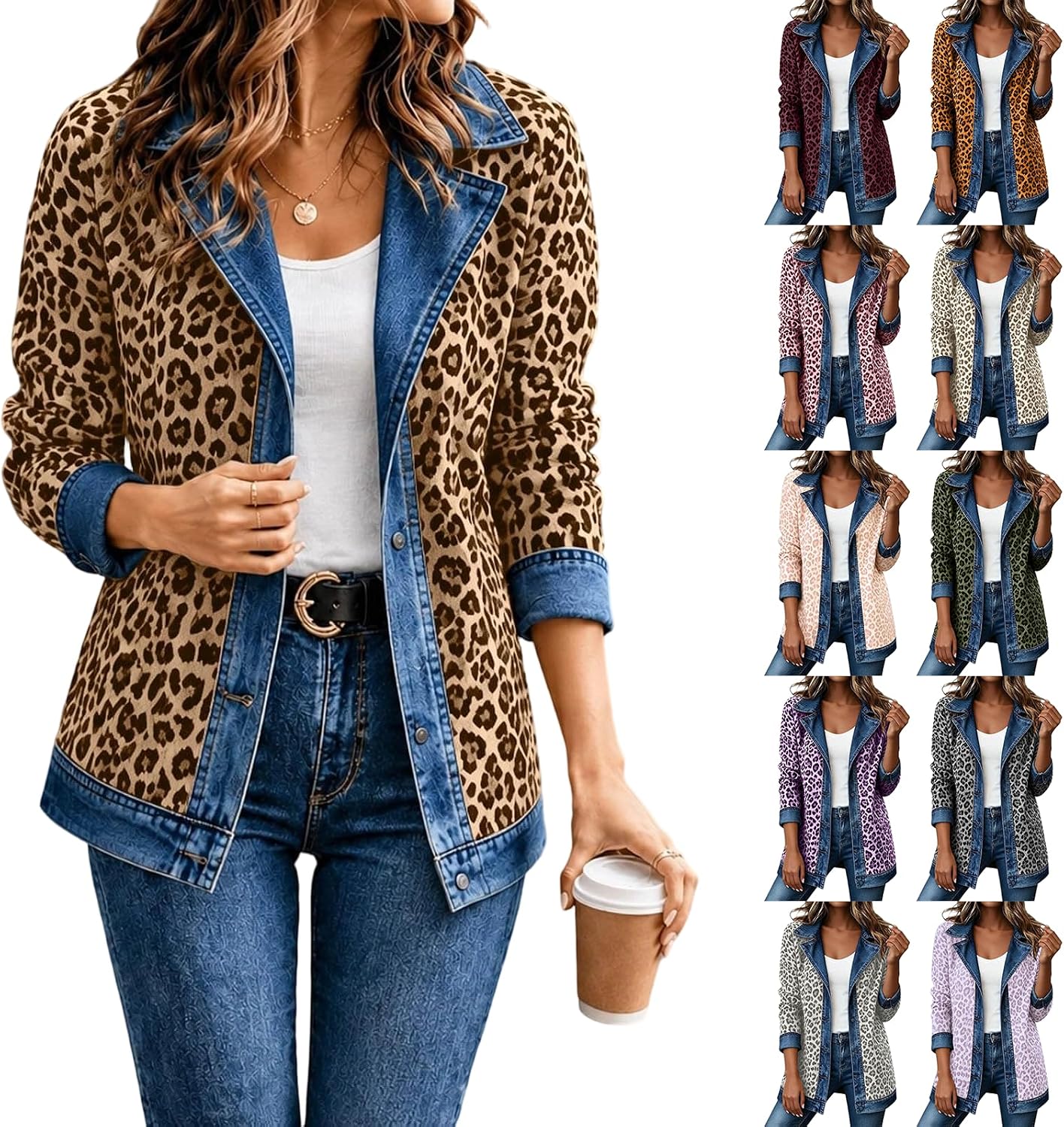 Leopard Patchwork Denim Jackets