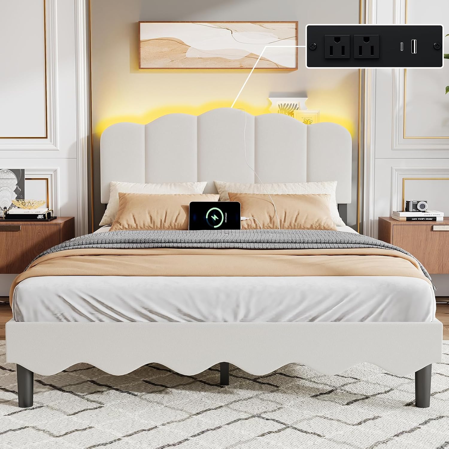 Bed Frames with Storage Headboards