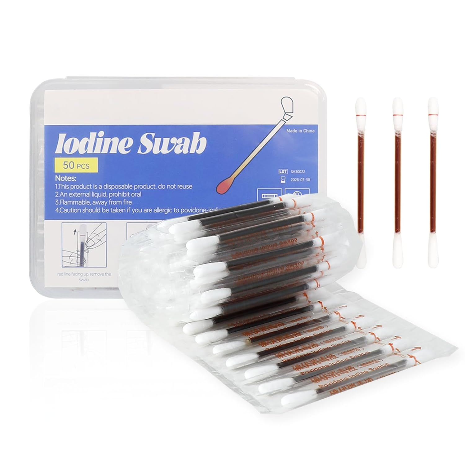 First Aid Iodine Cotton Swabs