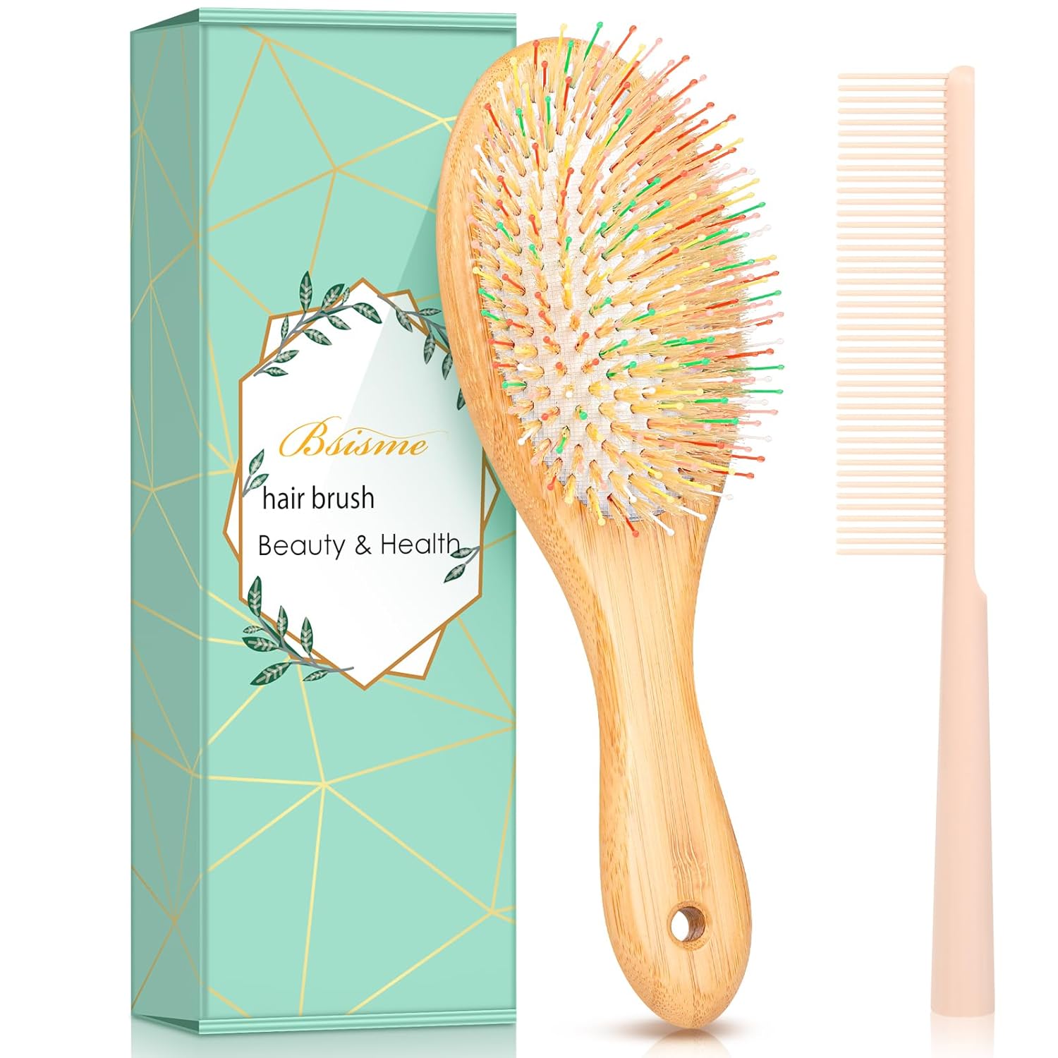 Boar Bristle Hair Brush, Natural Bamboo Paddle Detangler Hairbrush