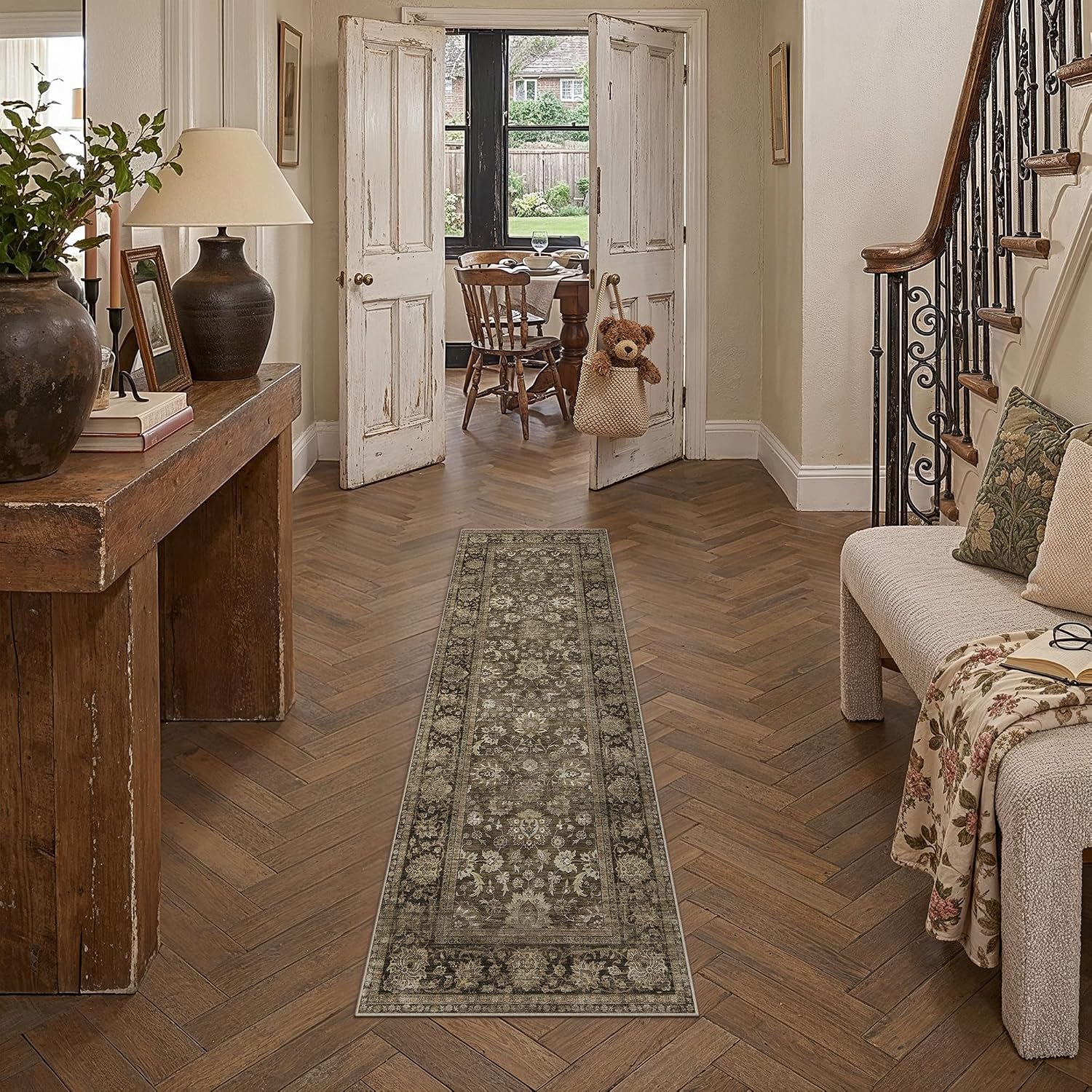 WondRg Brown Vintage Runner Rugs
