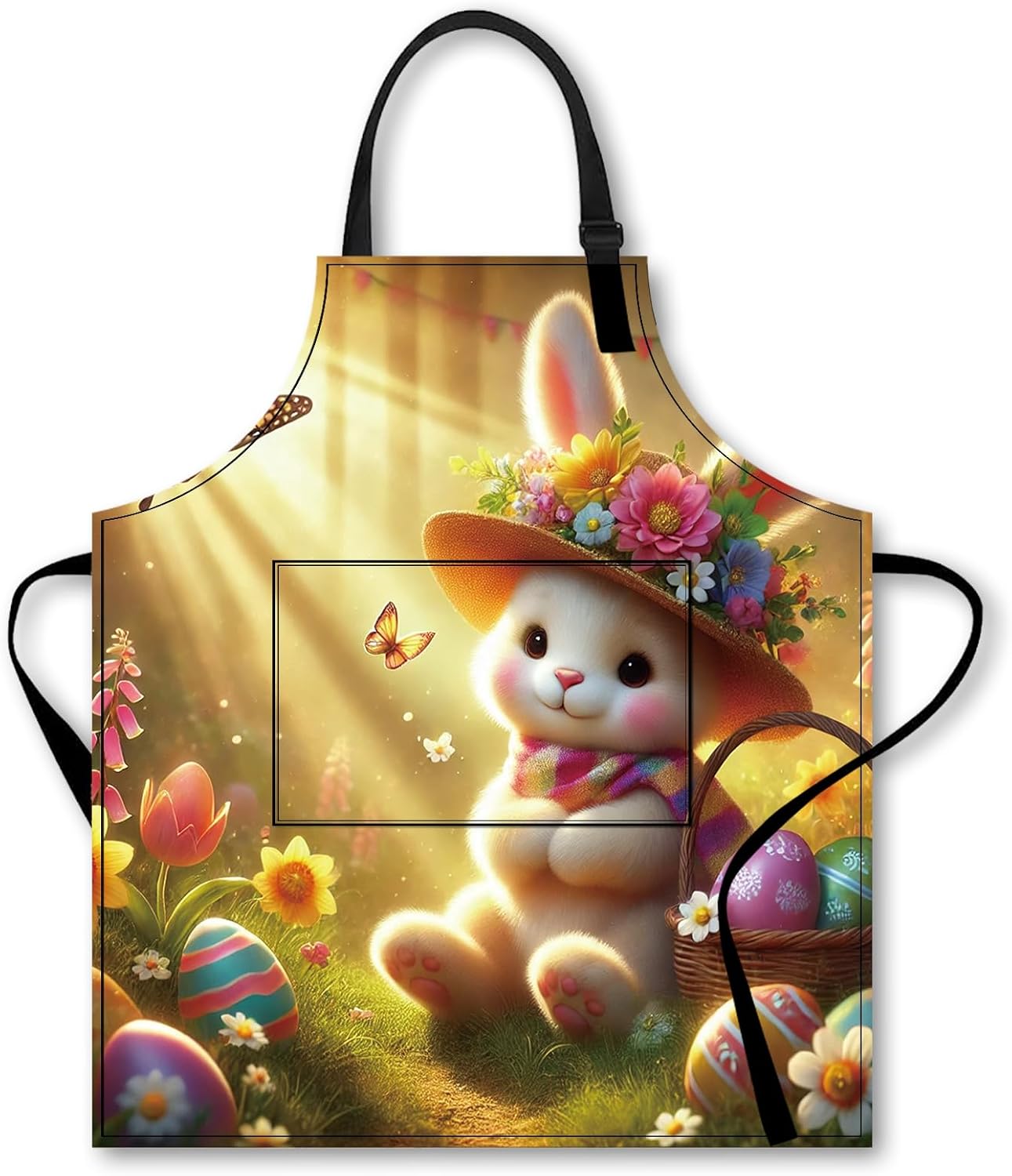 Nuxovilar Polyester Bunny Aprons for Women, Aprons for Women with Pockets 26.7×30.7 Inch for Cooking Baking Home Kitchen Use