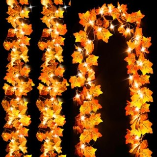 Luditek Fall Decor 3-Pack Fall Leaf Garland with Lights