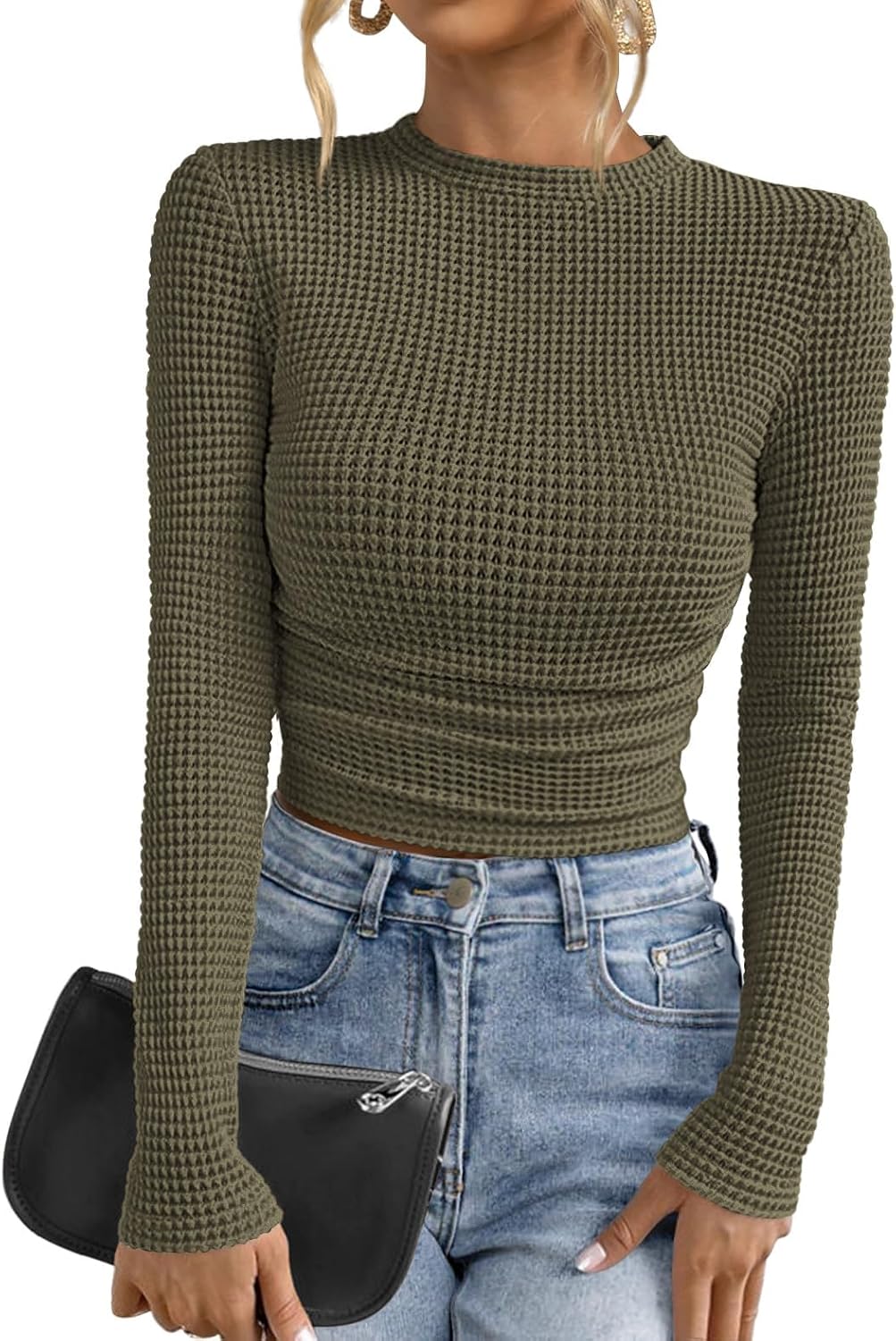 PRETTYGARDEN Waffle Knit Tops