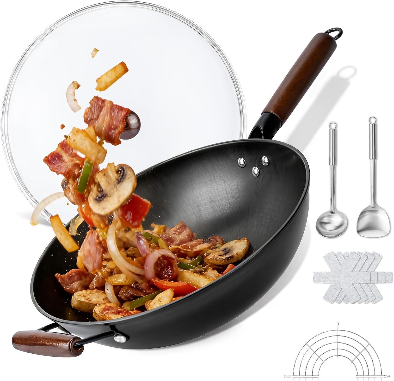 Carbon Steel Woks with Lids