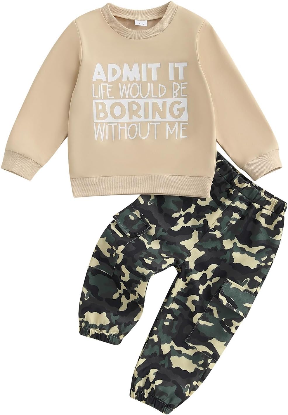 Toddler Baby Boy Fall Clothes Tops Camouflage Pants 2Pcs Outfits