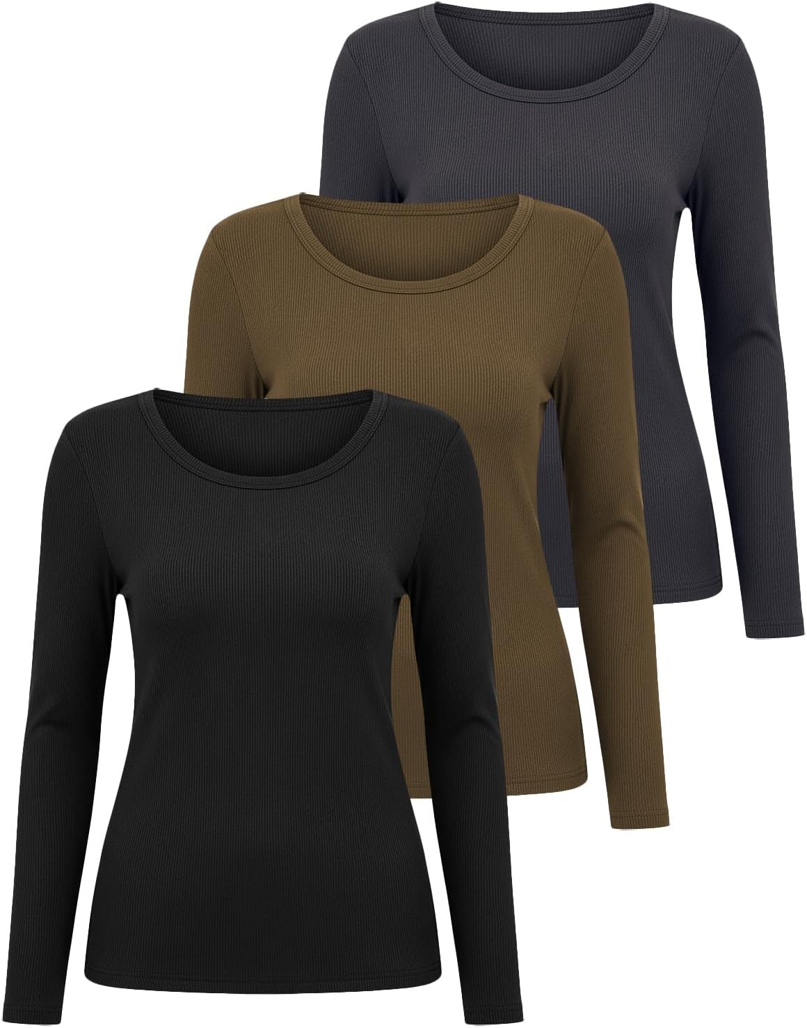 Chicyoo Ribbed Knit Long Sleeve Tops