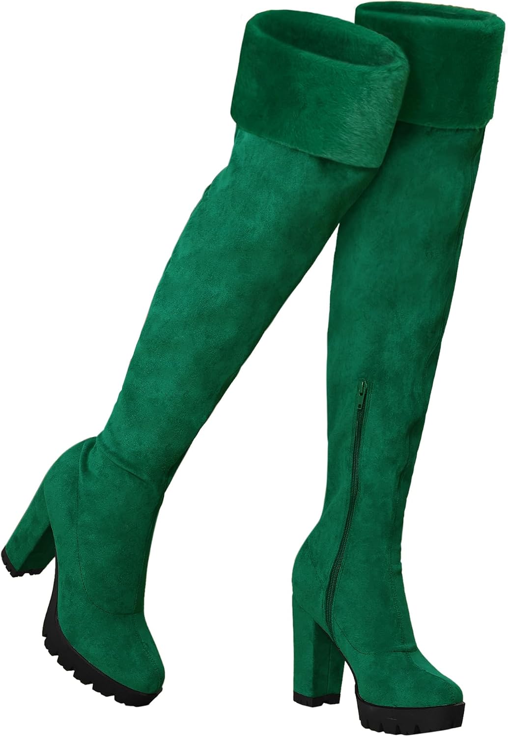 Allegra K Faux Fur Platform Boots