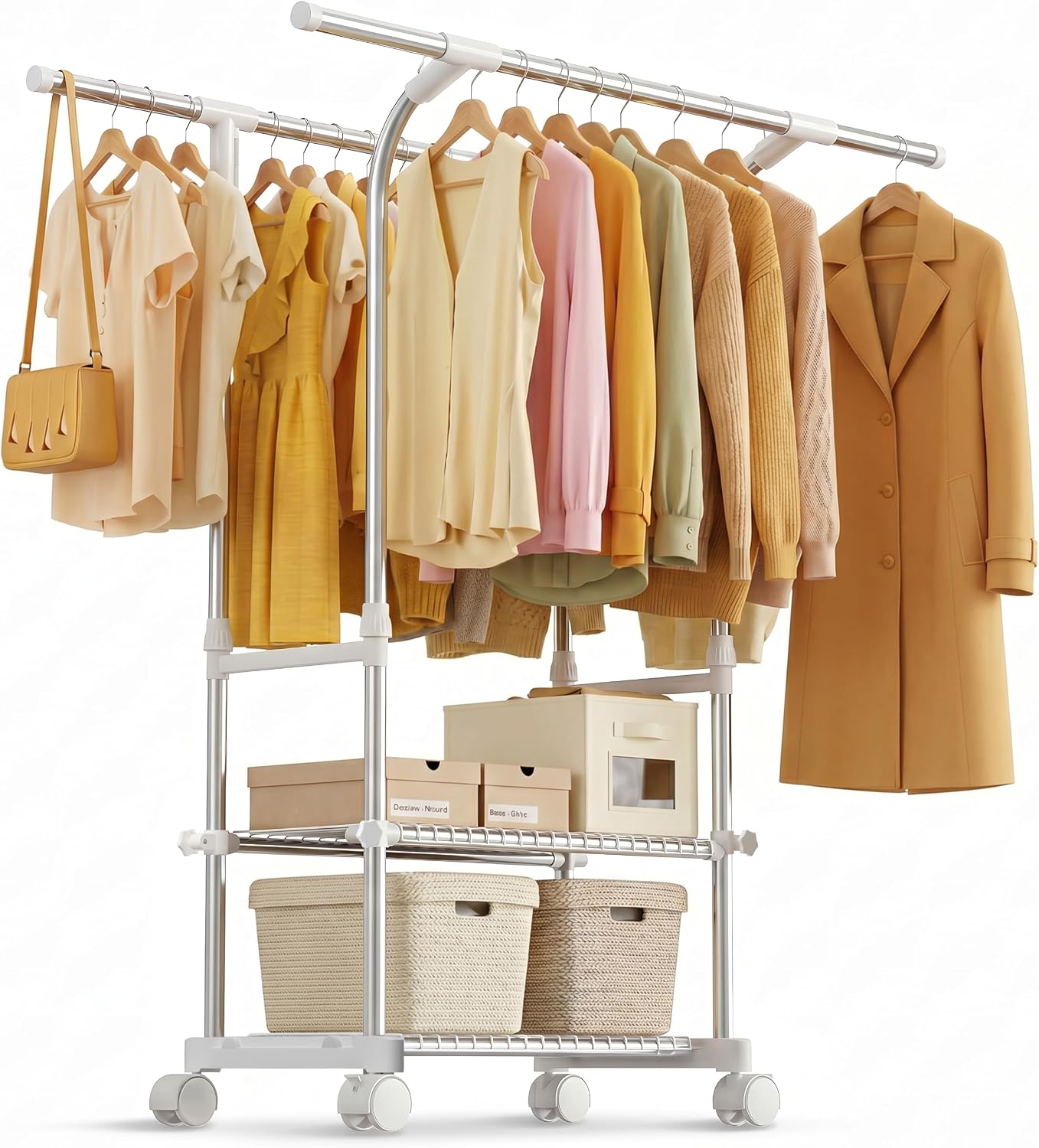 RORA Double Rod Clothing Racks