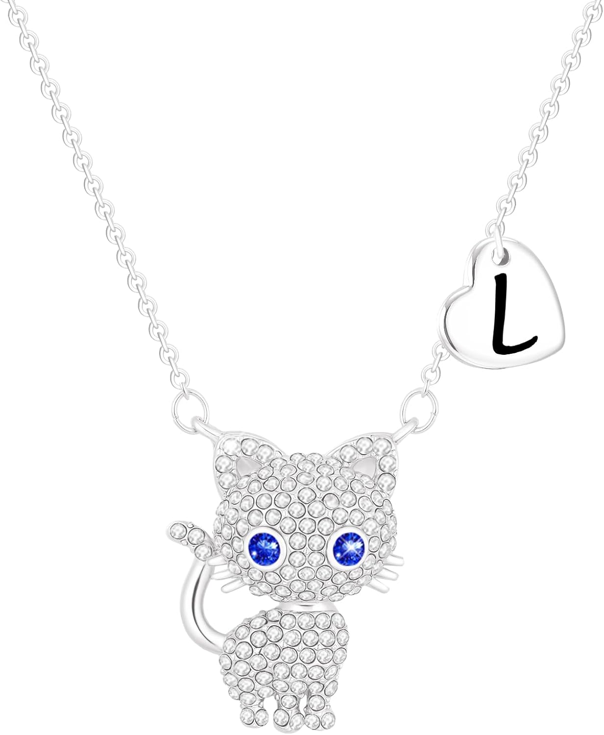 Cat Necklaces for Girls Initial Heart Necklace Birthday Girl Gifts