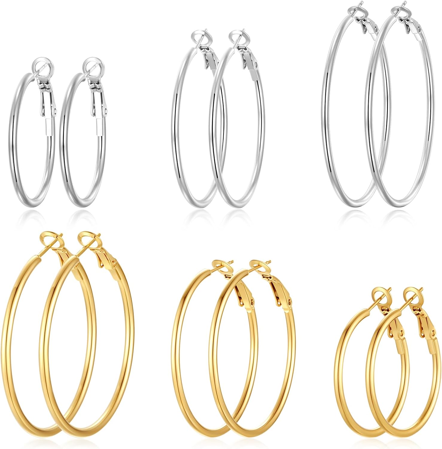 Silver Gold Two Tone Hoop Earrings