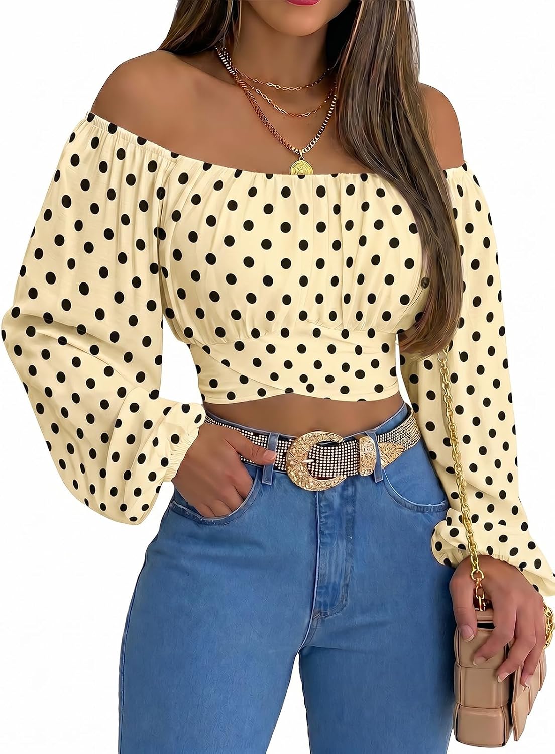 Miracmoda Off-Shoulder Crop Tops