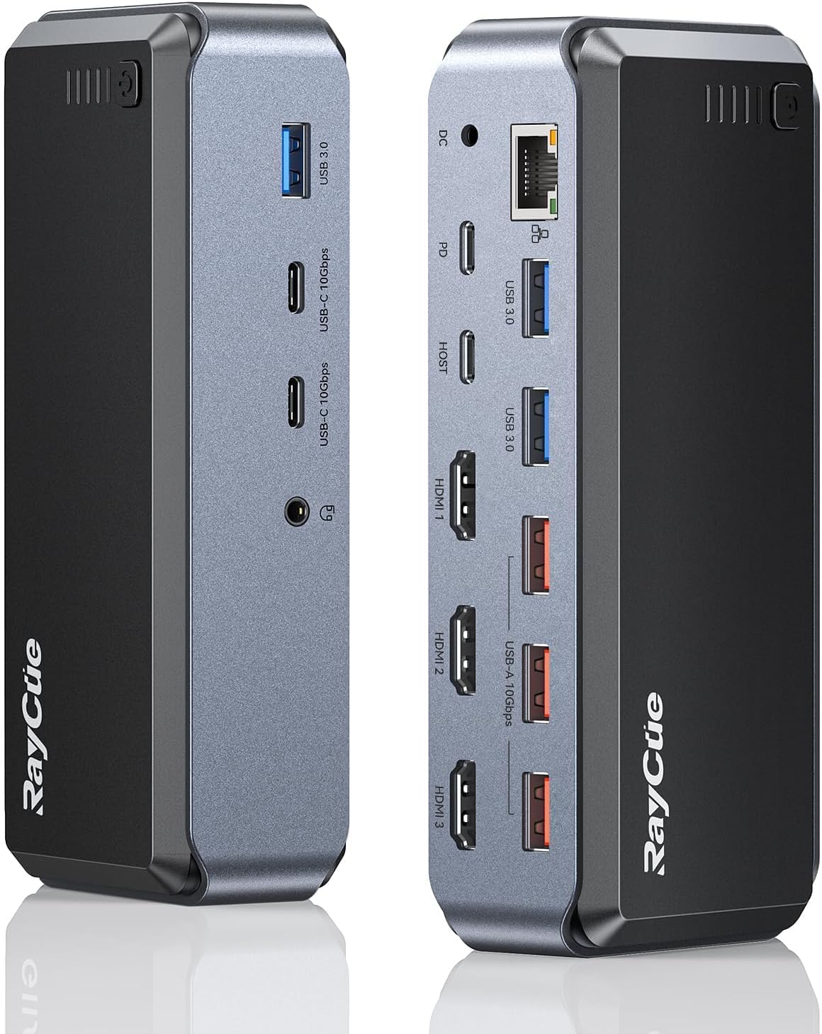 Triple Monitor USB C Docking Station - MacBook Pro Docking Station with Power Adapter for MacBook M1/M2/M3/Windows, HDMI*3, RJ45, 10Gbps USB*5, PD, USB 3.0 * 2