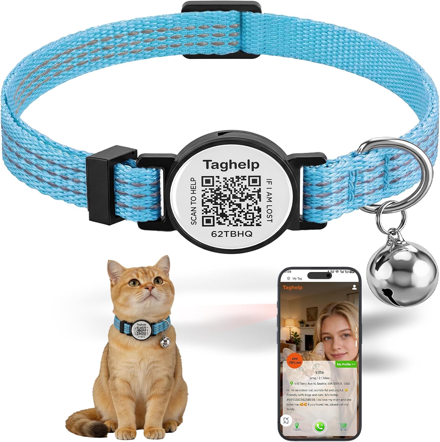 Kitten Collars with Bell & QR Code