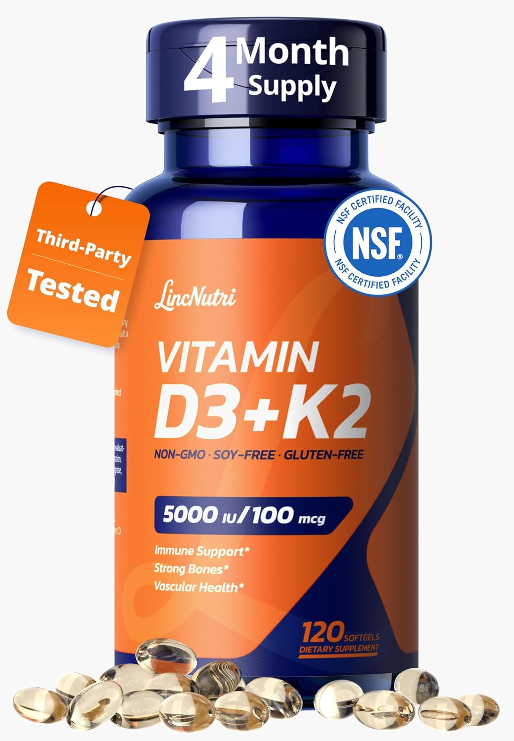 LincNutri Vitamin D3 K2 Softgels