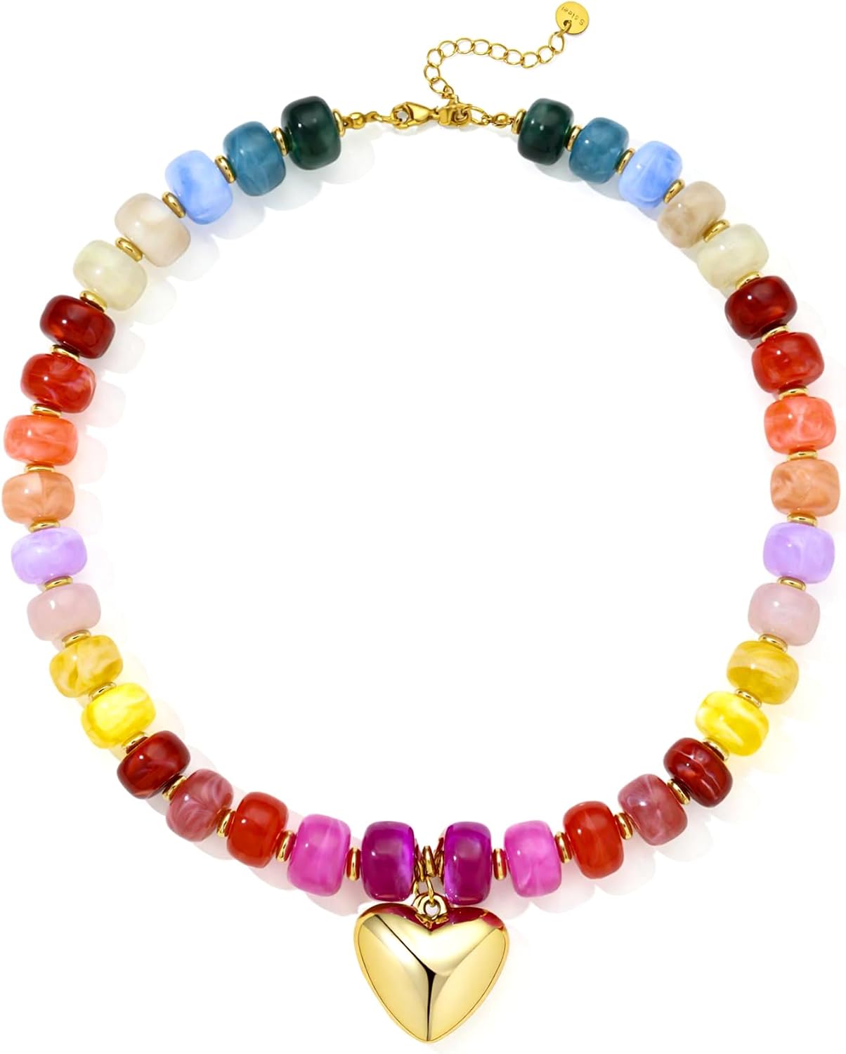 Peoimoy Chunky Beaded Heart Necklaces