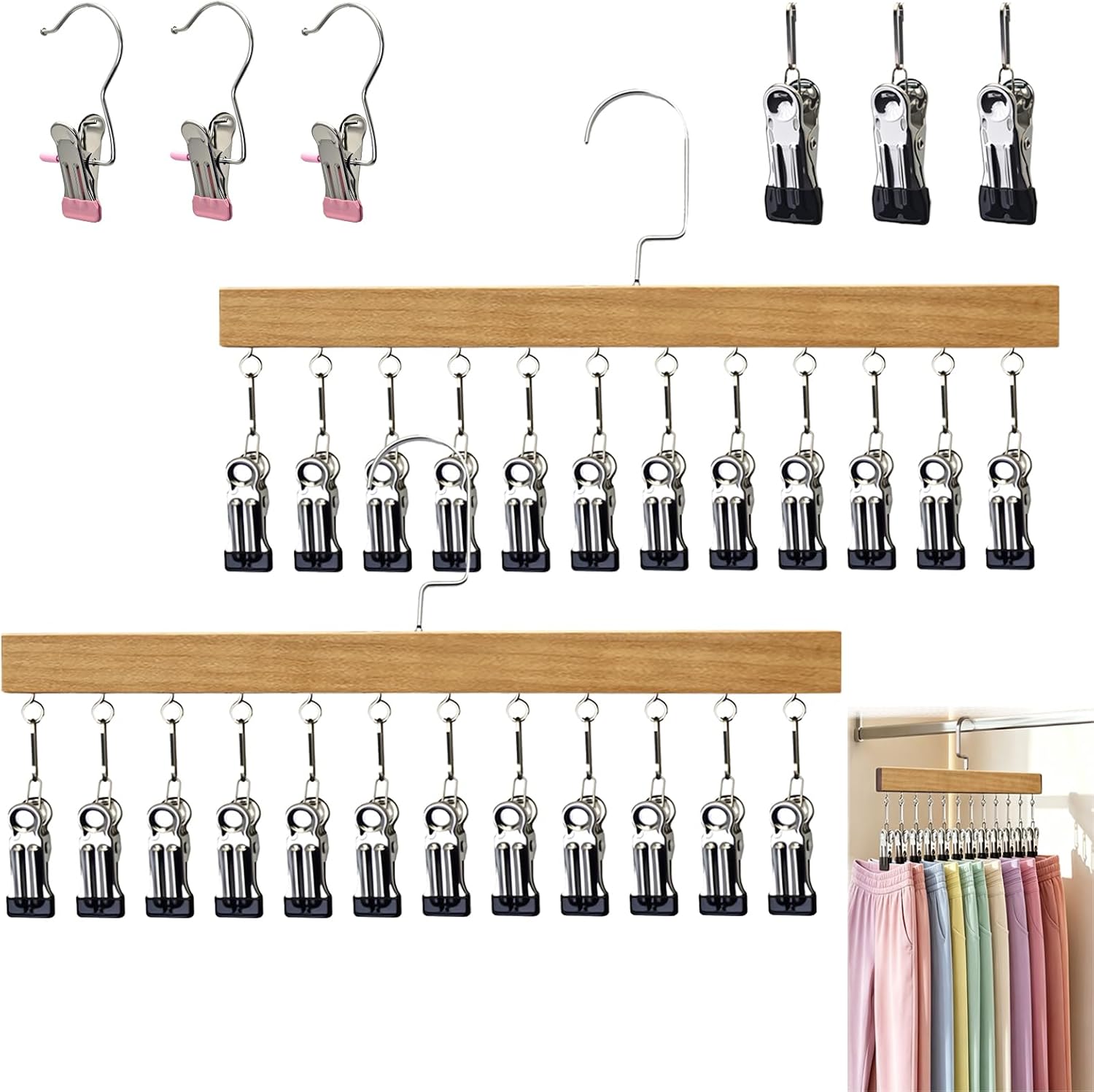 Vigirlc Wooden Pants Hangers | Home & Kitchen