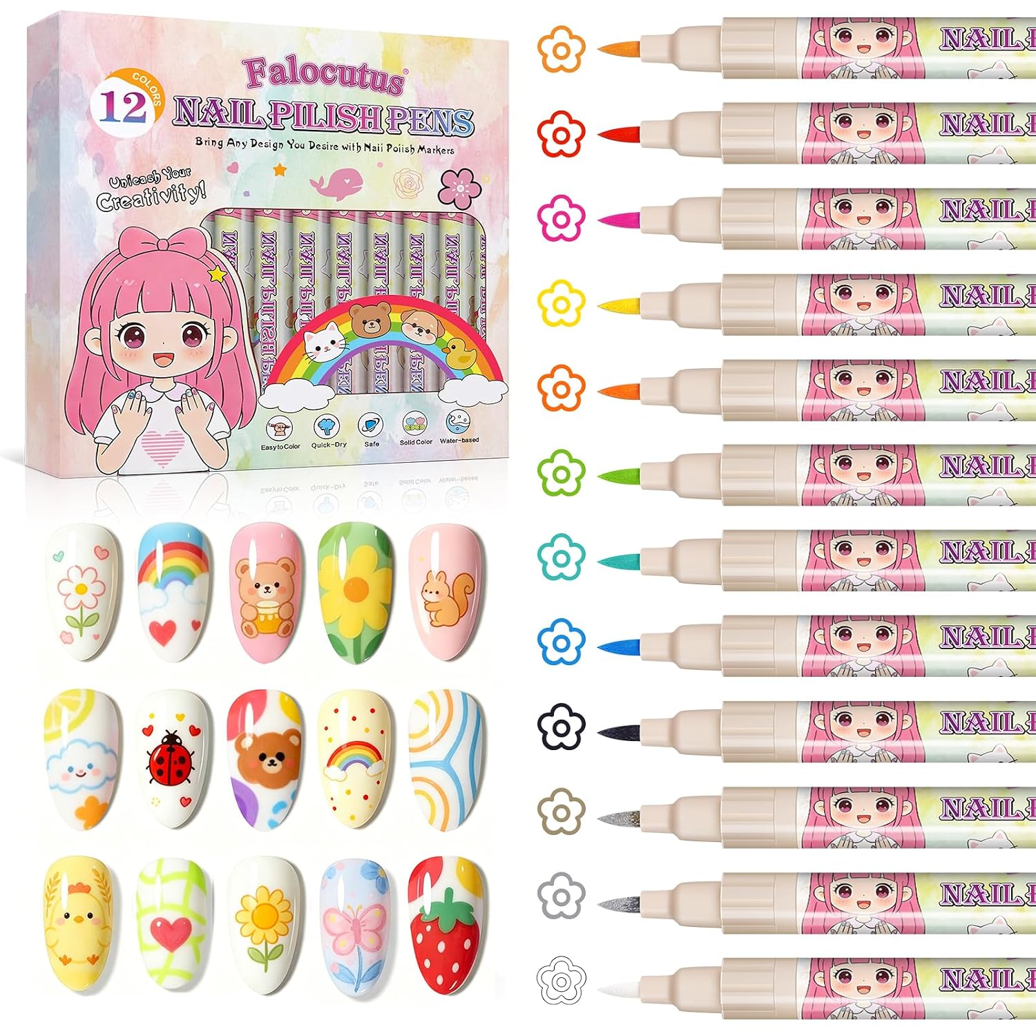 Nail Art Pen Sets (12 Colors