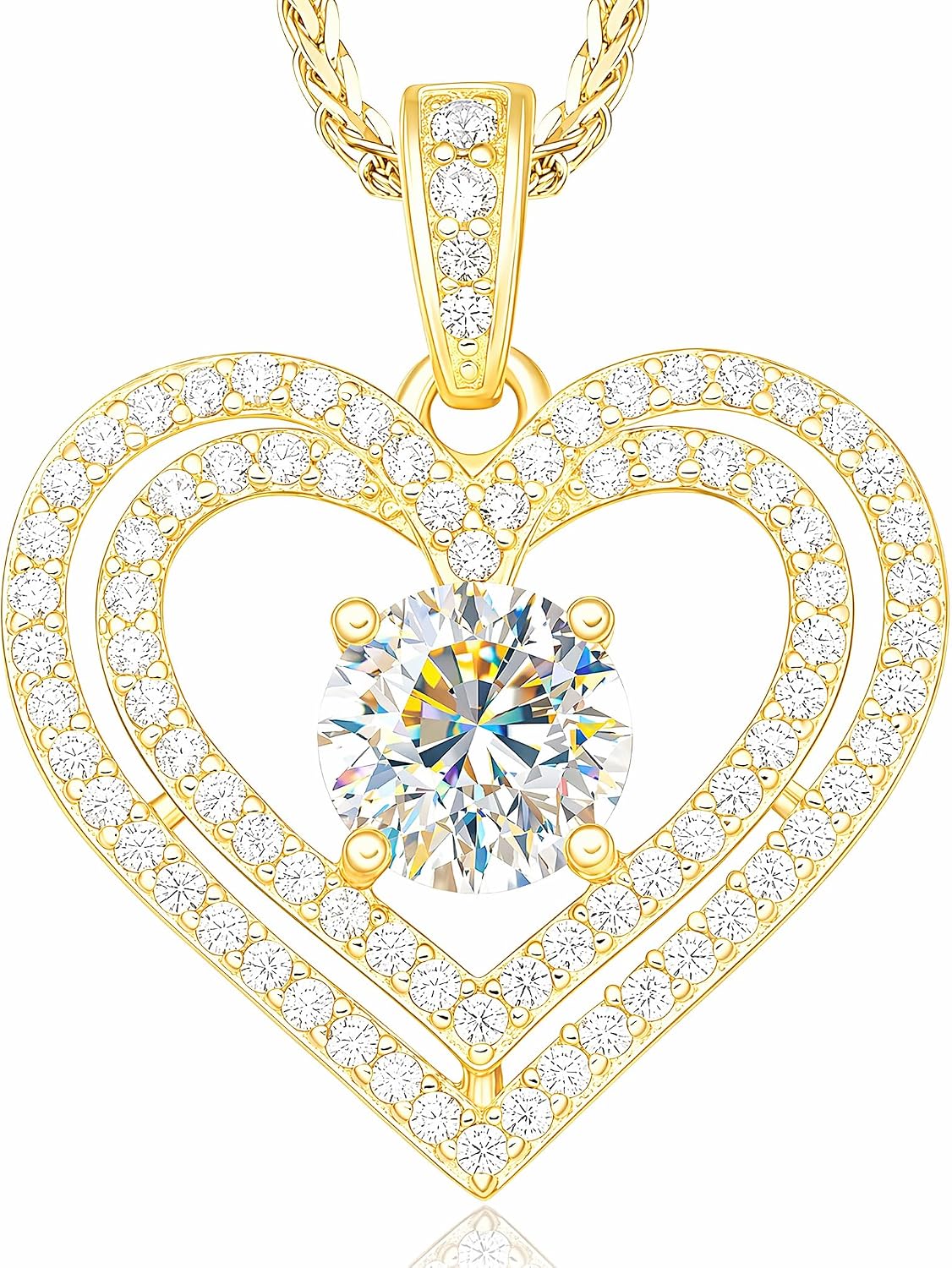 Heart Moissanite Gold Necklace for Women,GRA Certified D VVS1 925 Silve