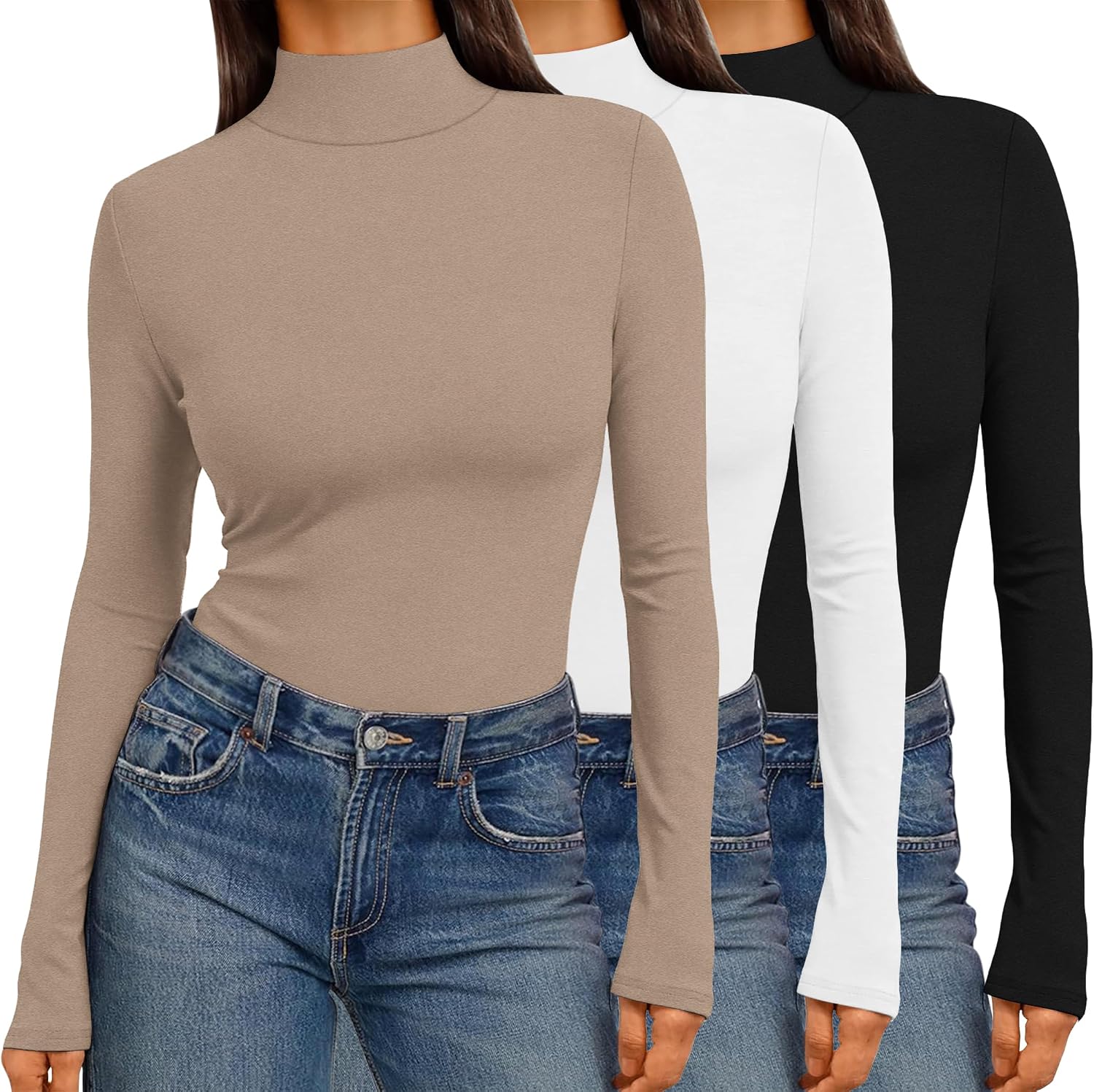 Ekouaer Mock Turtleneck Tops