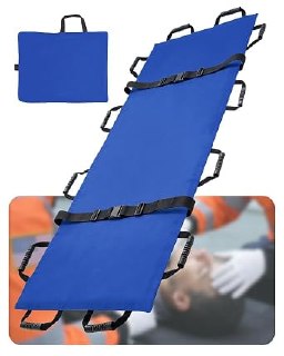 PR!CE DROP ( ) Portable Transport Stretcher with 12 Rubber Handles & Carry Bag – Foldable Emergency Patient & Animal Mover for Rescue First Aid, 400lbs Capacity, Ideal for Home, Hospitals & Outdoor Use(Blue)