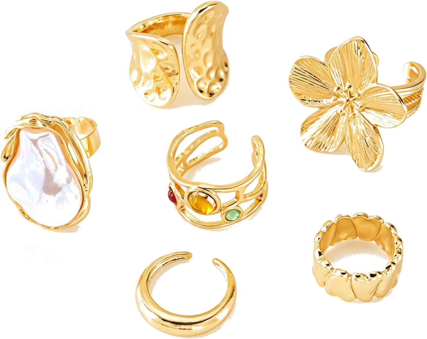 RINHOO Gold Chunky Rings